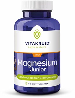 Vitakruid Magnesium Junior 90 Kauwtabletten voor kinderen, ondersteuning spieren en botten